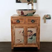 中式艺术洗手台盆柜，组合实木浴柜洗漱盆小户型，现代简约台上盆
