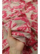 深粉色+浅粉色+洒金针织羊毛烂花提花布料 设计感弹力连衣裙面料