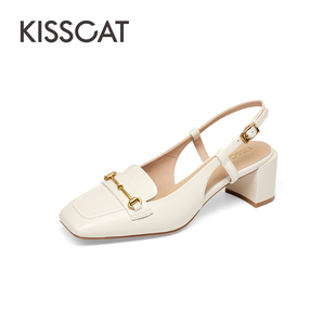 呼呼KISSCAT接吻猫春新英伦风高跟鞋法式单鞋时装凉鞋女