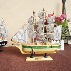 木质帆船摆件直播间摆设商务摆饰 一帆风顺做工细致多款混发W2401