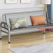 不锈钢沙发家用客厅办公室304不绣钢两用沙发床，简易户外铁艺长椅