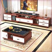 包安装(包安装)欧式电视柜，茶几组合小户型，客厅钢化玻璃伸缩现代简约茶桌