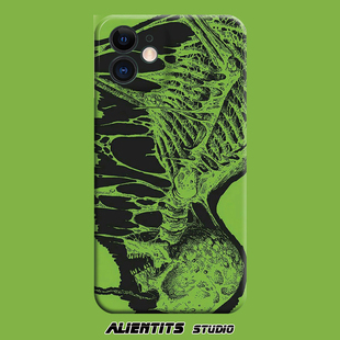 AlienTits异形暗黑艺术骷髅防摔创意小众适用于苹果安卓手机壳