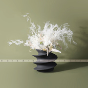 空合新中式黑色螺旋陶瓷花器花艺搭配样板间售楼处白色花束摆件