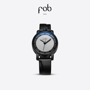 FOB女表女款R360哑光黑白色表盘法国进口复古机械腕表