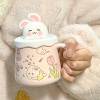 兔子吸管马克杯带盖高颜值可爱儿童水杯家用陶瓷杯子女生生日礼物
