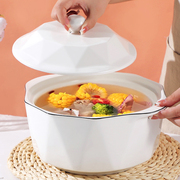 10.5英寸双耳锅陶瓷家用大号汤碗，汤盆大碗创意，日式泡面碗单个带盖
