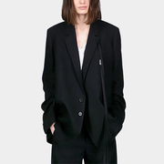 anndemeulemeester女款黑色羊毛，休闲宽松夹克，西装暗黑系外套
