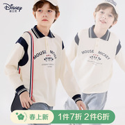迪士尼男童长袖polo衫2024春季童装，洋气外套大童t恤上衣儿童卫衣