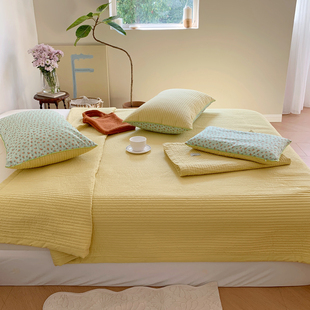 a类纯棉床盖三件套夹棉绗缝，纯色小床单宝宝，婴儿床软垫子四季通用