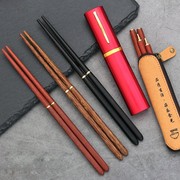 实木红檀木，折叠筷便携式两节筷子户外旅游