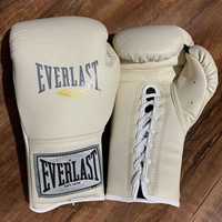 everlast真皮系绳拳击手套，成人散打拳套，打沙袋专业训练泰拳