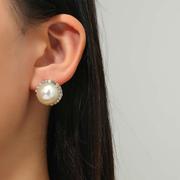 韩版时尚简约OL气质法式复古耳钉欧美跨境货源潮流珍珠耳环耳饰品