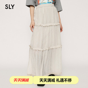 SLY 秋季新品温柔初恋感小白裙简约蕾丝半身裙038HAZ31-0291