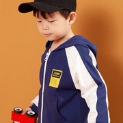 男童连帽外套春装儿童撞色运动棒球，服2024中大童时尚韩版开衫