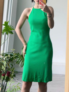 bellamode自制绿色黑色针织工字背心，吊带短款修身连衣裙包臀