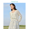 茵曼法式镂空短款针织开衫女2024年春季白色系带长袖罩衫上衣