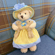 外贸出口优雅穿裙亲子泰迪熊毛绒，玩具小熊娃娃，公仔橱窗装饰娃娃