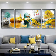 客厅装饰画中式现代简约沙发背景墙，挂画三联画山水画北欧轻奢壁画