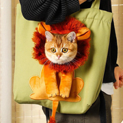猫包便携外出米奇小狮子露头宠物，包猫咪(包猫咪)小型犬帆布单肩挎包溜猫袋