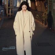 双面羊毛大衣女小个子2022秋冬茧型中长款韩版宽松毛呢子(毛呢子)外套