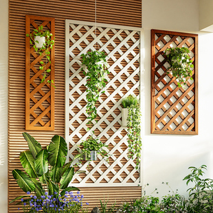 实木壁挂式月季墙面户外墙上装饰防腐木网格架阳台花架植物爬藤架