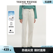 TeenieWeenie小熊2024年春装白色牛仔裤直筒裤长裤宽松复古裤子女