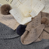 100%山羊绒兔毛球三角巾 镂空小围巾 冬季百搭披肩女装饰保暖