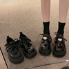一鞋三穿系带小皮鞋，子女2024年春秋季乐福鞋厚底甜酷漆皮单鞋