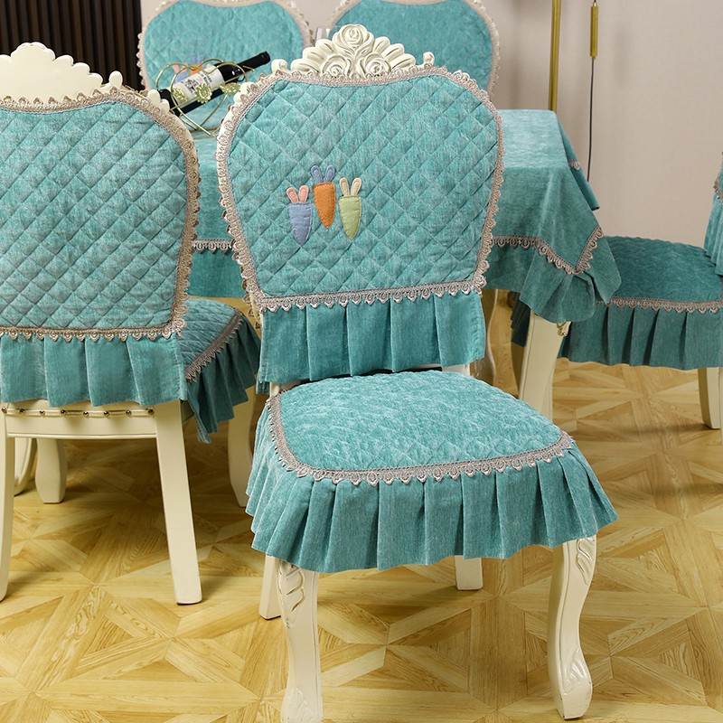 餐桌餐椅套罩套装，欧式布艺椅子坐垫罩椅背套客厅家用座椅高档全套