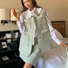 名媛感浅绿A字半身裙休闲套装减龄设计师品牌马甲外套两件套