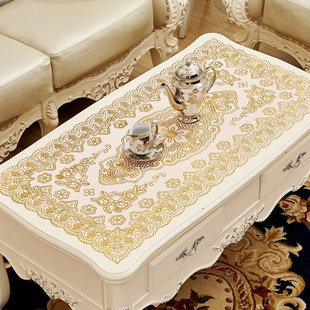 欧式pvc烫金桌布防烫免洗茶几，垫餐现代简约桌台布长方形镂空盘垫