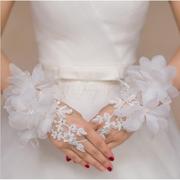 新娘韩式手套 结婚婚纱礼服 露指手套 红色短款手套 水溶蕾丝