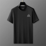CK夏季短袖T恤男高档冰丝圆领半袖修身青年莫代尔棉大码体恤