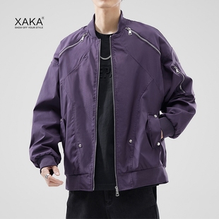 xaka2024美式高街工装夹克，男休闲棒球服领飞行员，潮流春秋休闲外套