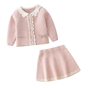 欧美童装女童秋季棉针织衫，+半裙套装女宝宝，生日周岁外贸礼服