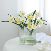 北欧小清新水仙花束，假花仿真花客厅摆件餐桌花，绢花塑料花室内摆设