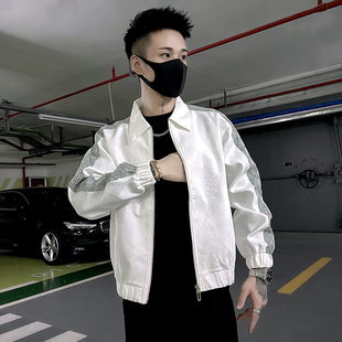 LES矮个子男青少年韩版男士小码S号宽松外套XS工装时尚拼色夹克