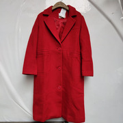纳秋冬含羊毛西装领通勤ol显瘦百搭中长款红大衣毛呢外套n54107i
