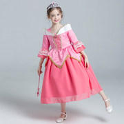 丽兰朵公主女裙秋冬儿童表演服五分长袖演出服粉色儿童礼服睡美人