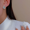 s925银针简约百搭耳钉时尚几何超闪方形锆石耳钉气质高级感耳饰