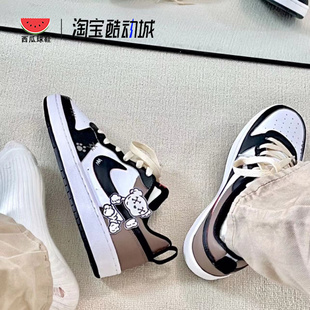 西瓜球鞋定制nikecourtboroughlow摩卡小熊初一，文化低帮板鞋