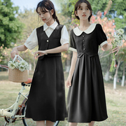 赫本风小黑裙子姐妹，闺蜜装夏季女学生学院风假两件气质显瘦连衣裙