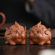 紫砂招财貔貅茶宠摆件创意可养个性茶玩茶道茶具配件茶桌装饰