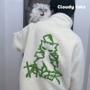 猫猫云CloudyCats恶霸猫咪羊羔绒外套开衫男女同款大衣潮流休闲