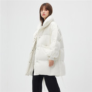 高梵羽绒服女中长款2022年冬季韩版宽松小个子小众设计感外套