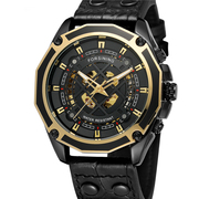 香港富西尼镂空全自动机械表机芯，男腕表透底暗黑，系钢带陀飞轮手表