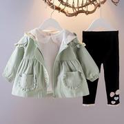 1-3岁女宝宝秋季套装，2女童装韩版婴儿衣服春秋季小女孩外套三件套