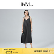 真丝系列IMM尹默女装夏季弹力缎缎面显瘦黑色背心连衣裙