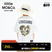 little moco童装夏装男童纯棉迷彩爱心短袖T恤儿童上衣半袖中大童